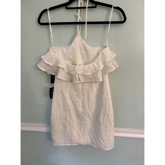 Lulus Halter White purely simple ruffle mini Dress Size Small NWT - Picture 4 of 7